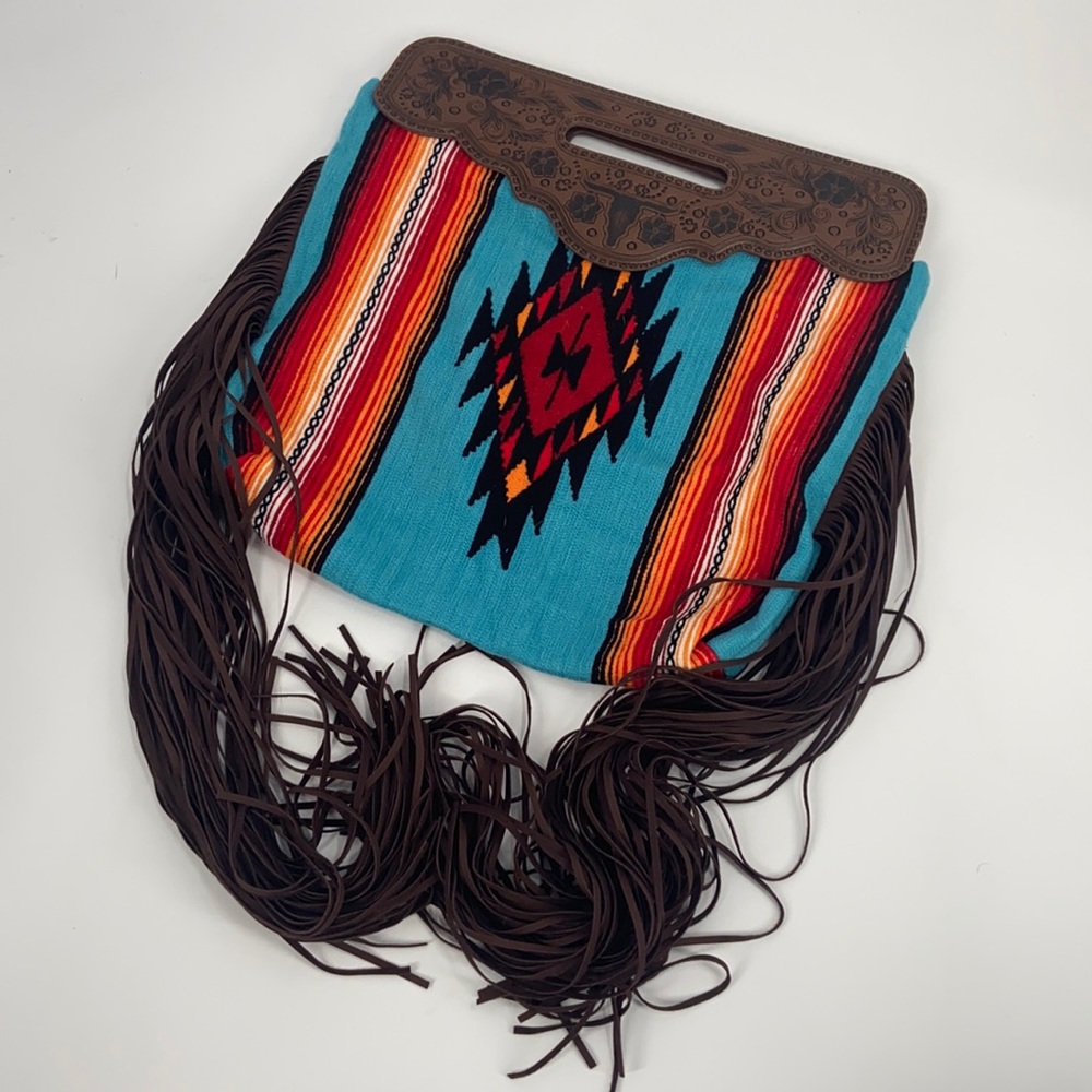 Lucky & Blessed fringe leather saddle bag clutch